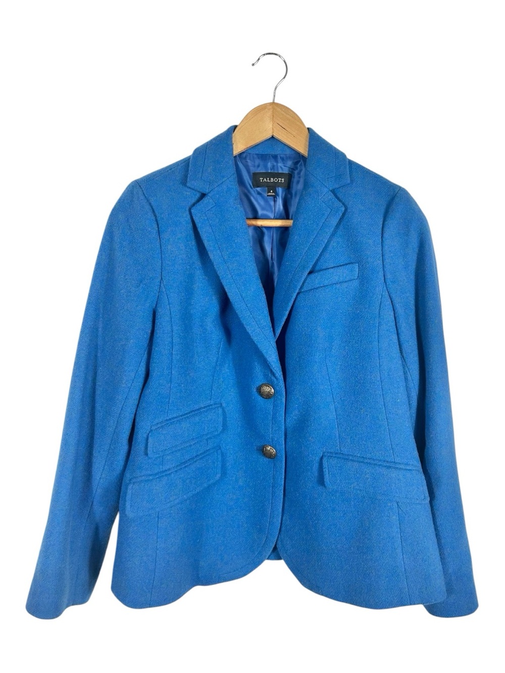 Talbots Vibrant Blue Wool Blend Blazer Size 4